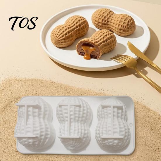 Peanut Shaped Silicone Mold Baking Mold, with 3 Cavity, Flexible Non-stick Multipurpose Accessory Tray, for DIY Chocolate Mousse Cake Biscuit