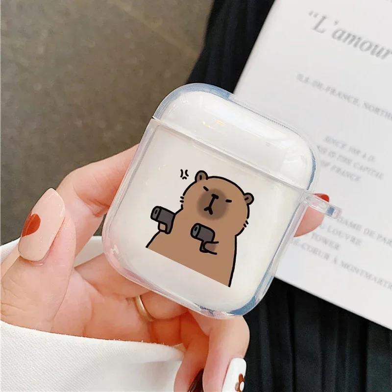 Süßes Cartoon-Capybara-Paar Kopfhörerhülle Für Apple AirPods 4 3 2 1 Klare Schutzhüllen Für AirPods Pro 2 Tierhülle