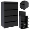 Figaro Shoe Cabinet Black 60Cm Shoe Rack Large Wardrobe Hall
