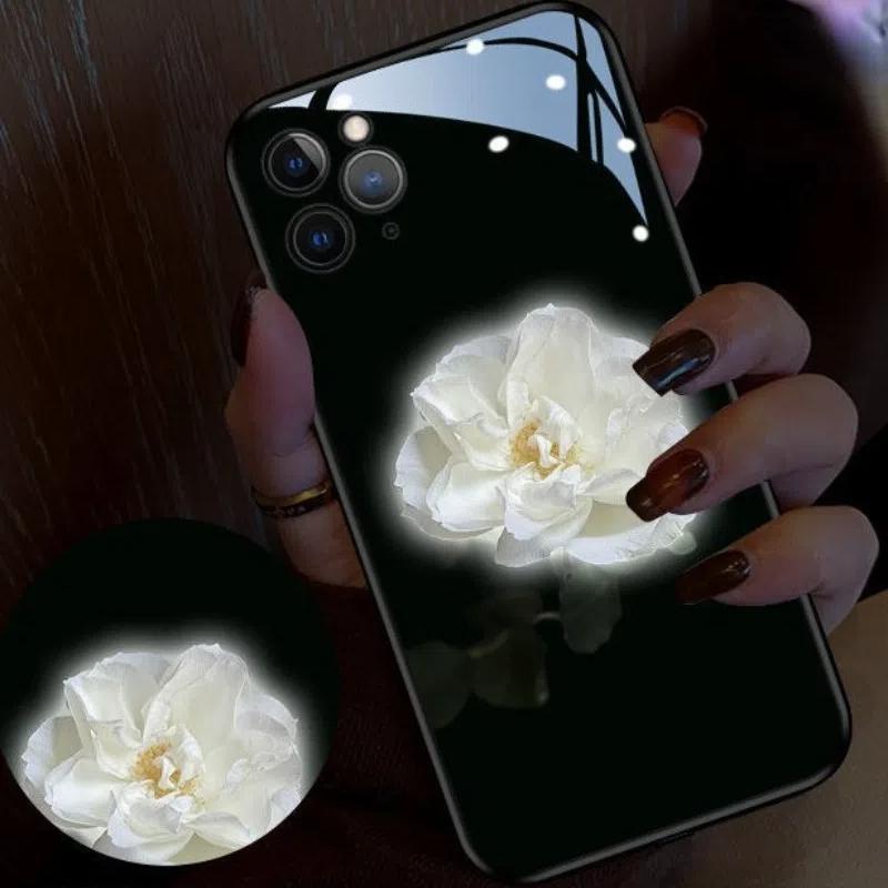 LED Light Up Glowing Luminous Glass Phone Case For IPhone Smart Cover