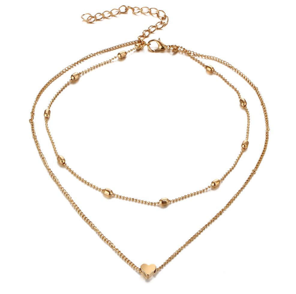 New Fashion Simple Tide Female Street Shooting Decoration Love Multi-layer Clavicle Necklace Elegant Necklace золотой