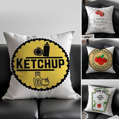 Funny K-ket-chup Label Pillow Case Anti-dustmite Invisible Zipper Sofa Bed