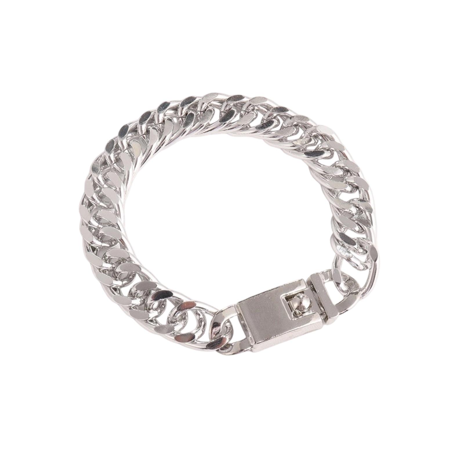 

Men s Versatile And Stylish Alloy Double-clasp Bracelet Jewelry One Size срібний