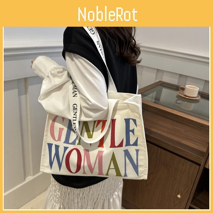 Stylish Yet Casual Canvas Tote Bag With Beautiful Letter Prints And Soft Medium Structure