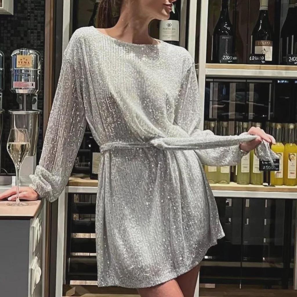 2025 Euro-Amerikanisches Feiertags-Partykleid mit Pailletten und Perlen in Farbe