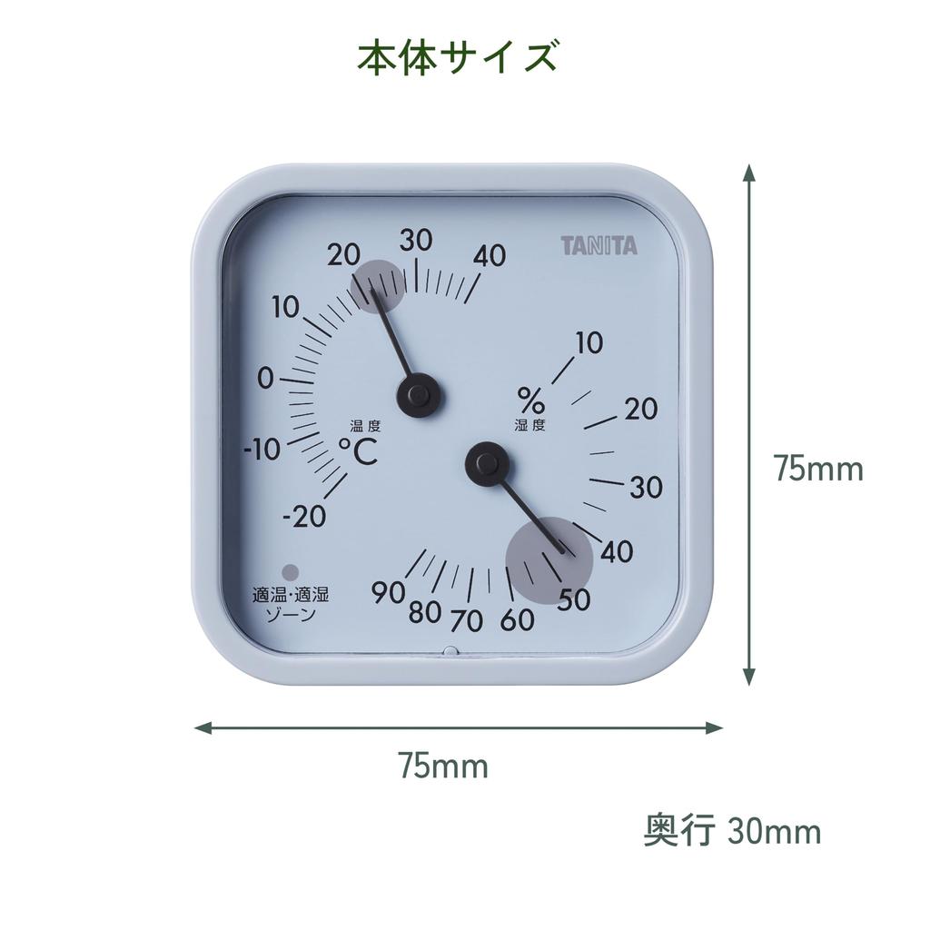 Tanita see indoor environment at a Thermo-hygrometer, glance, temperature, humidity, analog, wall-mounted, tabletop, gray, magnetic, TT-587-GY