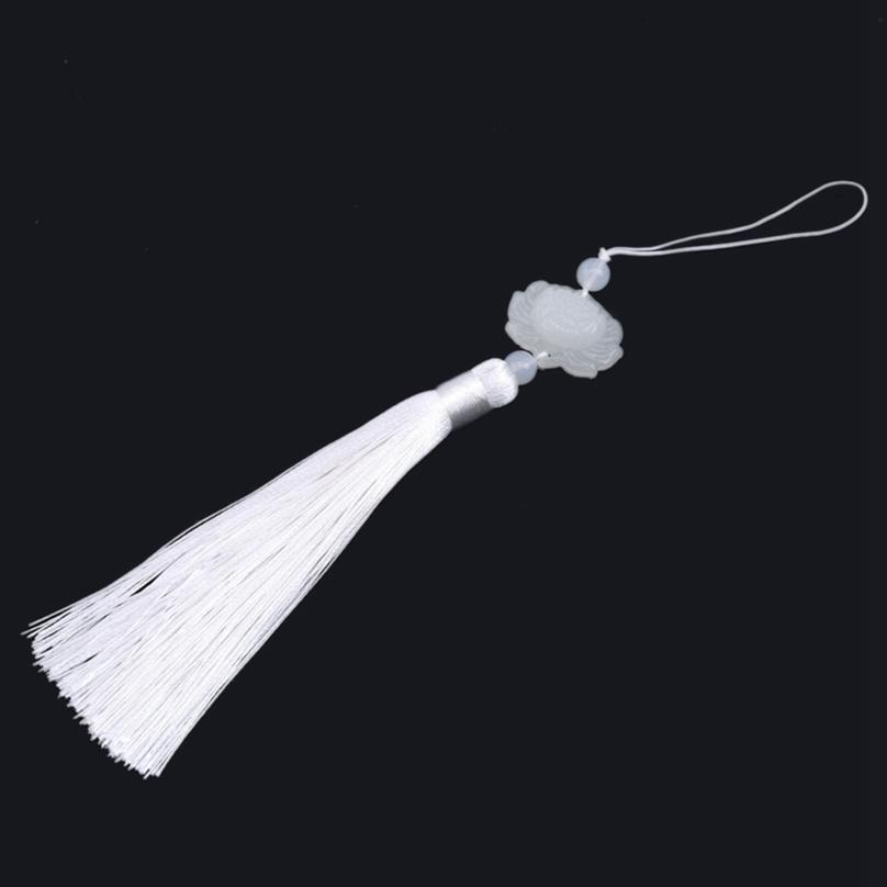 White Jade Lotus DIY Jewelry Curtain Clothes Decorative Accessories Key Car Bag Hanger Craft Tassels