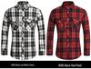 2025 Men's Plus Size Plaid Long Sleeve Shirt with Double Pockets