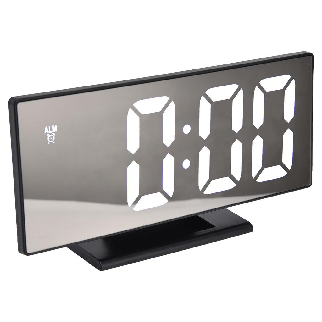Digital Alarm Clock LED Mirror Screen USB Charging Automatic Dimming Electronic Clock for Bedroom