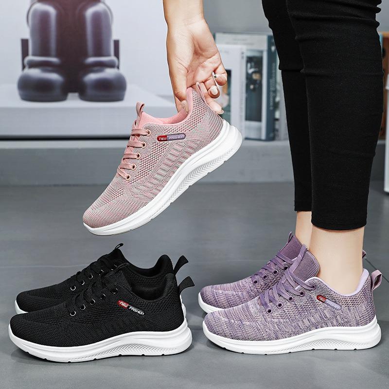 Women's shoes casual shoes, a pair of hair shoes, women's spring new mesh shoes, versatile single shoes, flying woven breathable running shoes