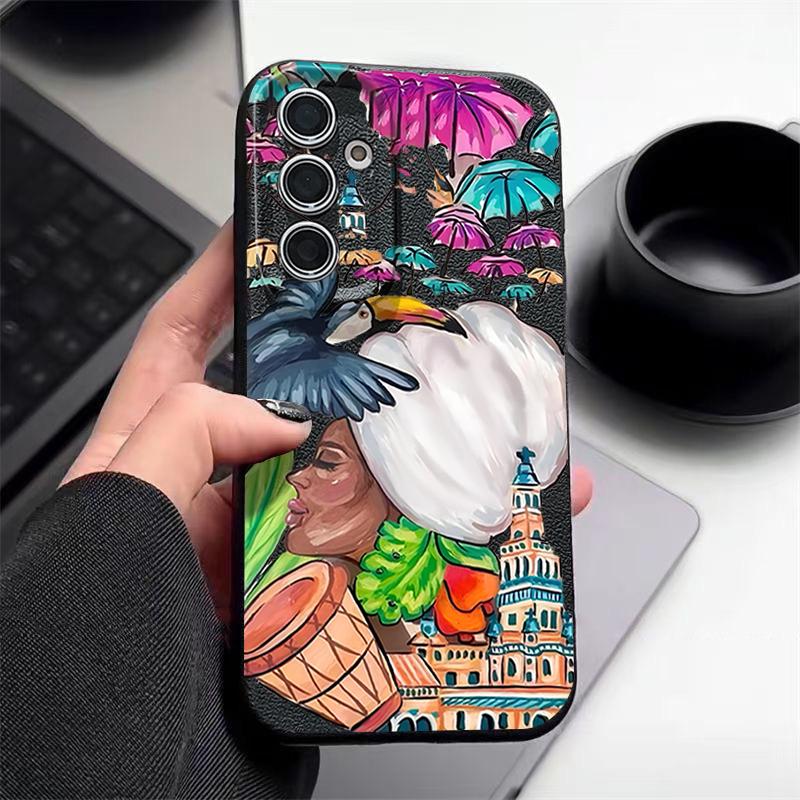 Tropical-style Toucan Pattern Case For Samsung Galaxy A57 A56 A55 A54 5G A37 A36 A35 A34 A17 A16 A15 A14 Leather Texture Silicone Cover
