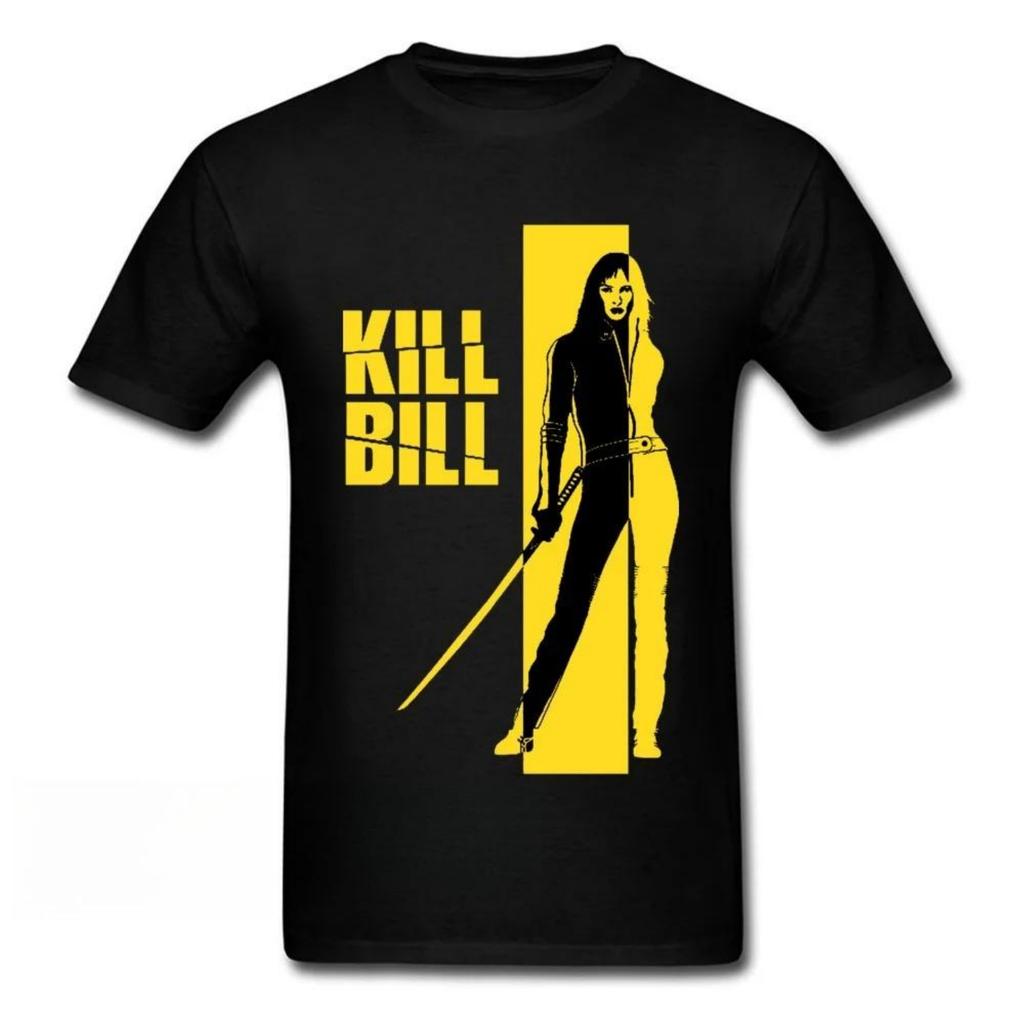 Letní pánské tričko s potiskem písmen z filmu 'Kill Bill', kulatý výstřih, ležérní, volné, na ven, čistá bavlna, krátký rukáv, nadměrná velikost