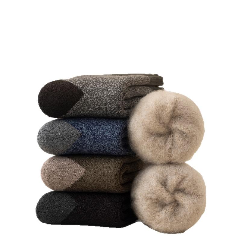 Șosete de iarnă pentru bărbați, până la jumătatea gambei, din lână, cu fleece îngroșat pentru căldură și rezistență la frig. Șosete Lungi Lânoase Super Groase pentru Iarnă