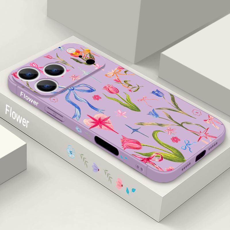Чехол-шнурок с мелким цветочным узором для iPhone 17 Pro Max iPhone 16 15 14 13 Pro Max 11 16E 17E Мягкий силиконовый чехол-накладка для телефона