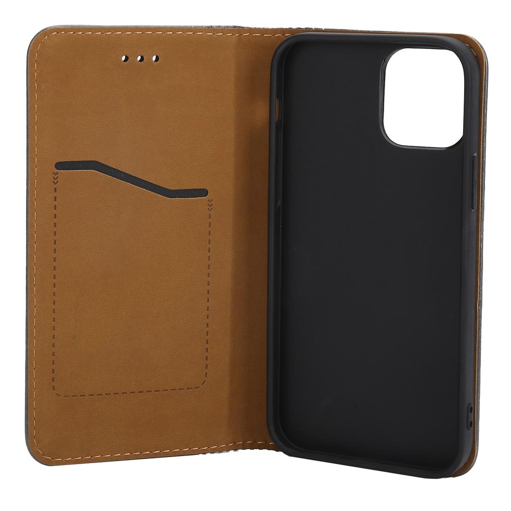 Magnetic Mobile Phone PU Leather Flip Cover Case for IPhone 12 12Pro with Grid Pattern