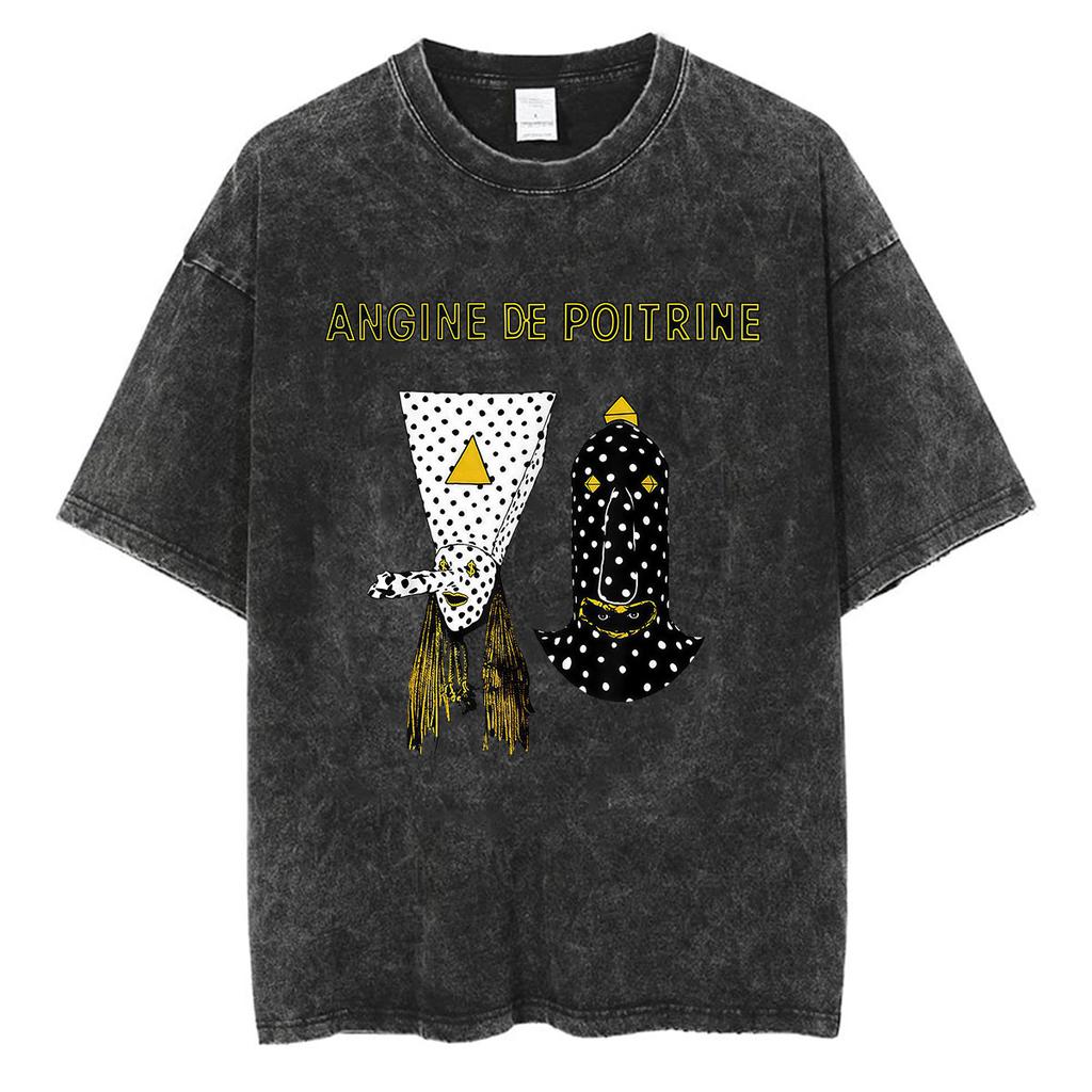 Rock Band Angine De Poitrine Vintage Washed T Shirts Mens Women Fashion Gothic Short Sleeve Tshirt Punk Hip Hop Clothing Tees