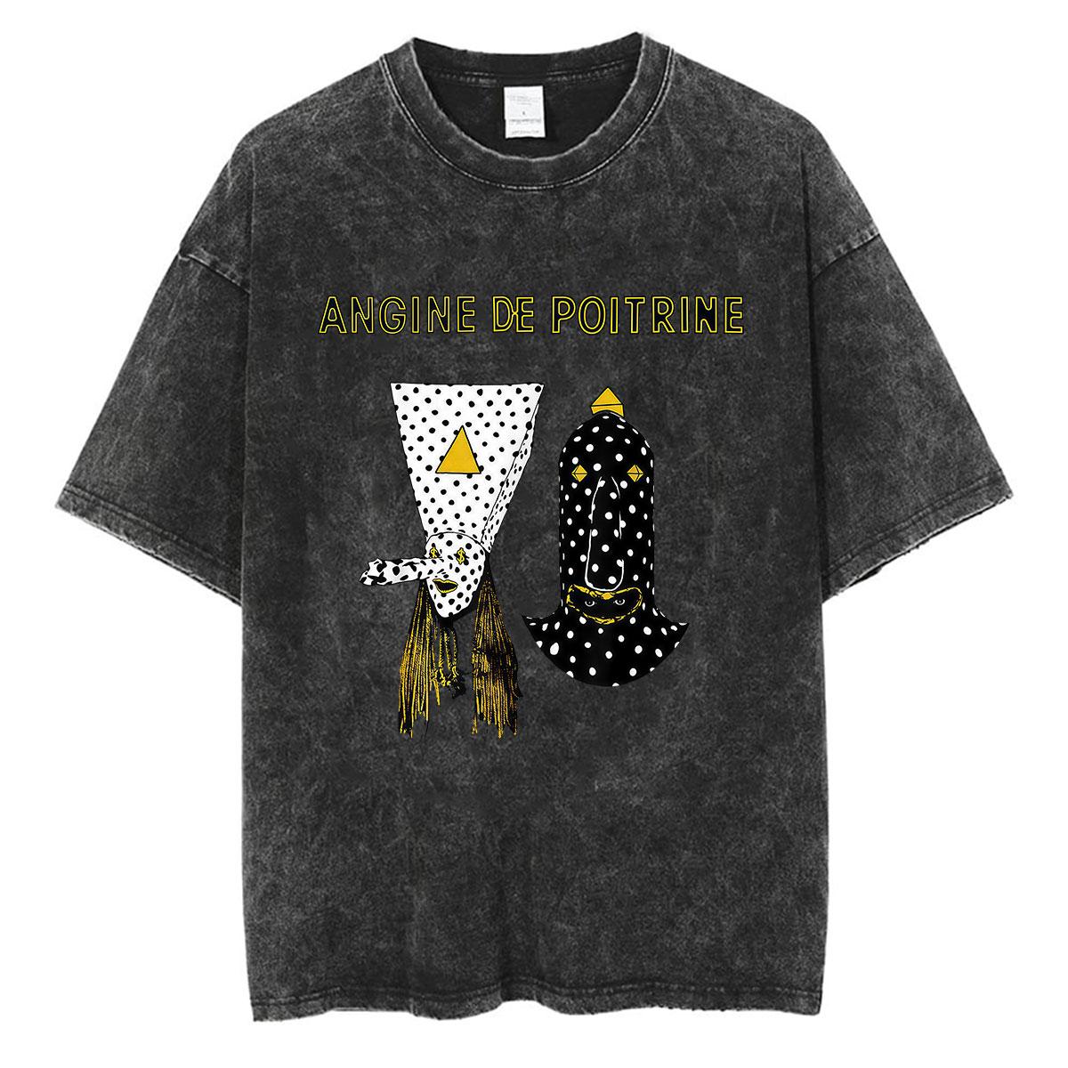 

Rock Band Angine De Poitrine Vintage Washed T Shirts Men Women Gothic Punk Loose Clothing Tshirt Hip Hop Pop Short Sleeve Tees S