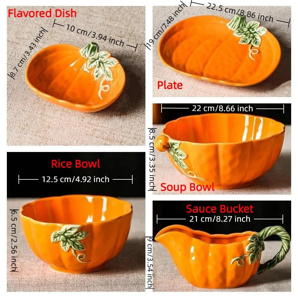 Deep Plates Dinner Plates Halloween Theme Soup Bowls Ceramic Pumpkin Bowl Holiday Decoration