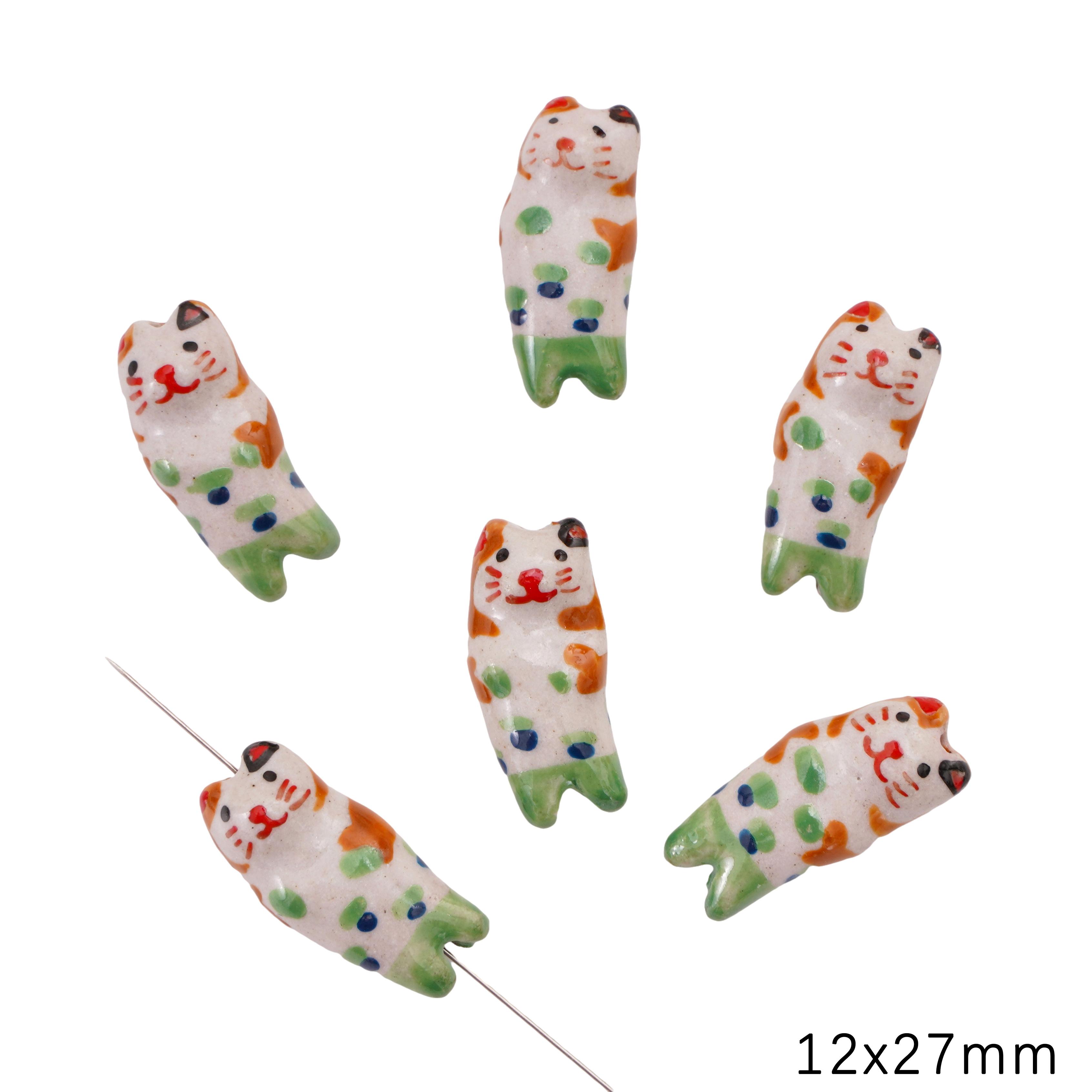 

Керамічні ручно розписані намистини для милих тваринних підвісок для виготовлення ювелірних виробів своїми руками браслетів, намист Little fish cat