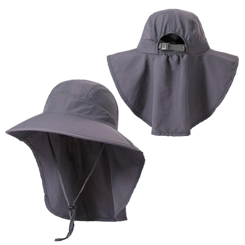 Męski letni kapelusz wędkarski chroniący przed słońcem z szerokim rondem, osłoną karku i siatkowanymi bokami do aktywności na świeżym powietrzu