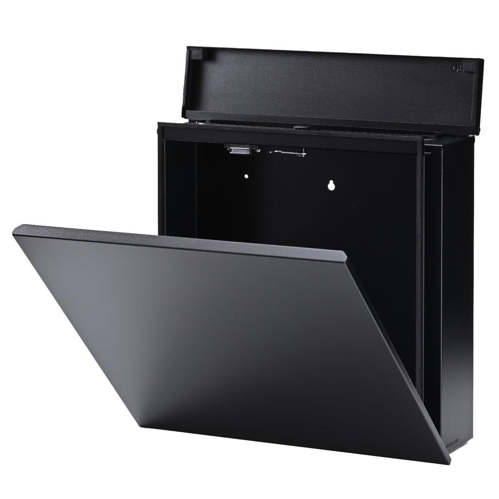 Green Life Wall-Mounted Large Steel Mailbox, Mail-Ready, Black Matte, with Customizable Combination Lock, FH-713D(MBK)