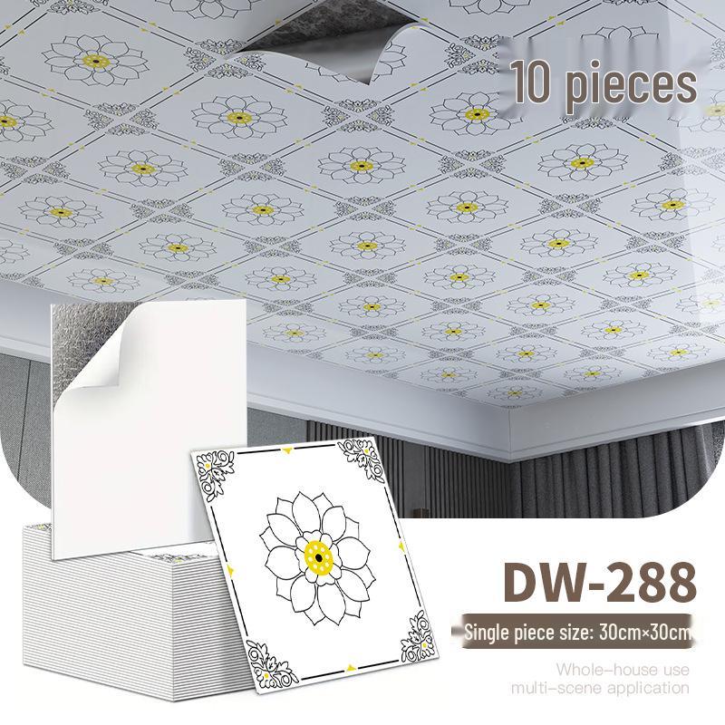10-Pack Self-Adhesive Ceiling Stickers: Aluminum-Plastic Bathroom Decor Panels