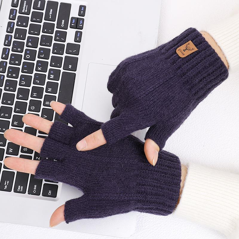 

Перчатки с полупальцами для мужчин, чтобы согреться зимой, утолщенная шерсть, с росистыми пальцами для студентов, чтобы писать, для езды на велосипеде в офисе, ветро- и морозостойкие