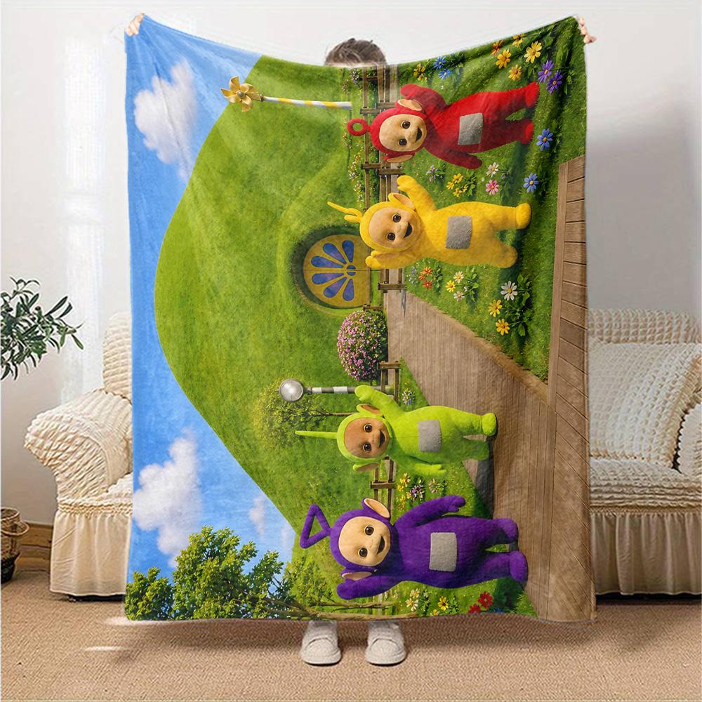 Teletubbies Garden Party Flannel Blanket Super Soft Warm Cozy Blanket for Sofa Bed Office Travel All‑Season Home Decor Gift
