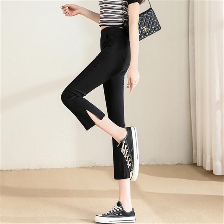 Kalhoty s rozparkem a širokými nohavicemi, rovné kalhoty, dámské letní tenké nové ležérní sportovní dámské kalhoty