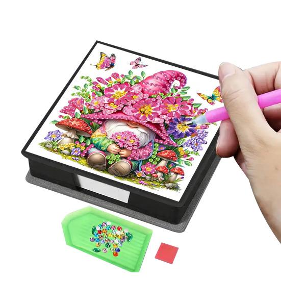 DIY Note Box Diamond Art Kit Sticky Note Holder Craft Set Diamond Art Project Memo Pad Holder DIY Kit for Gift And Home Office Desk Decor