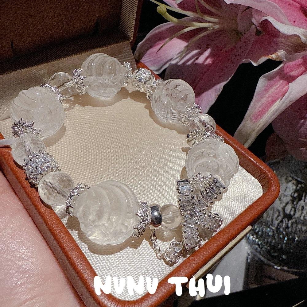 Gilt Fulu Powder Fritillary Gourd Fulu Gemstone Bracelet Haute Couture Jewelry Natural White Crystal Flower Ball Flower God Bracelet