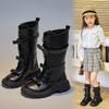 Girls High Boots 2025 Winter Korean Style Britain Style Children Long Boots for Catwalk Bow Solid Color Kids Princess Shoes