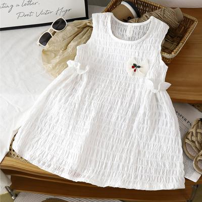 Vestido de Verano sin Mangas para Bebés Niñas, Transpirable, Color Liso, Algodón Nube, Vestido Chaleco de Princesa