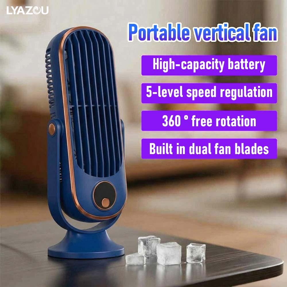 Portable Dual-Motor USB Desk Fan with Rapid Cooling, Multifunctional Five-Speed Cold Air System