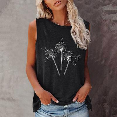 Seeyoushy 2023 Summer New Sleeveless O-neck Women's T-shirt Floral Print Women's Clothing Y2K Trend Women's Top Ropa Para Mujer
