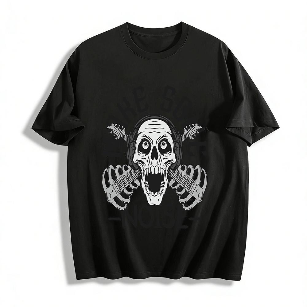 

Skull Headphone Guitar Print Cool Rock Style Tee Pure cotton T-shirt XXS