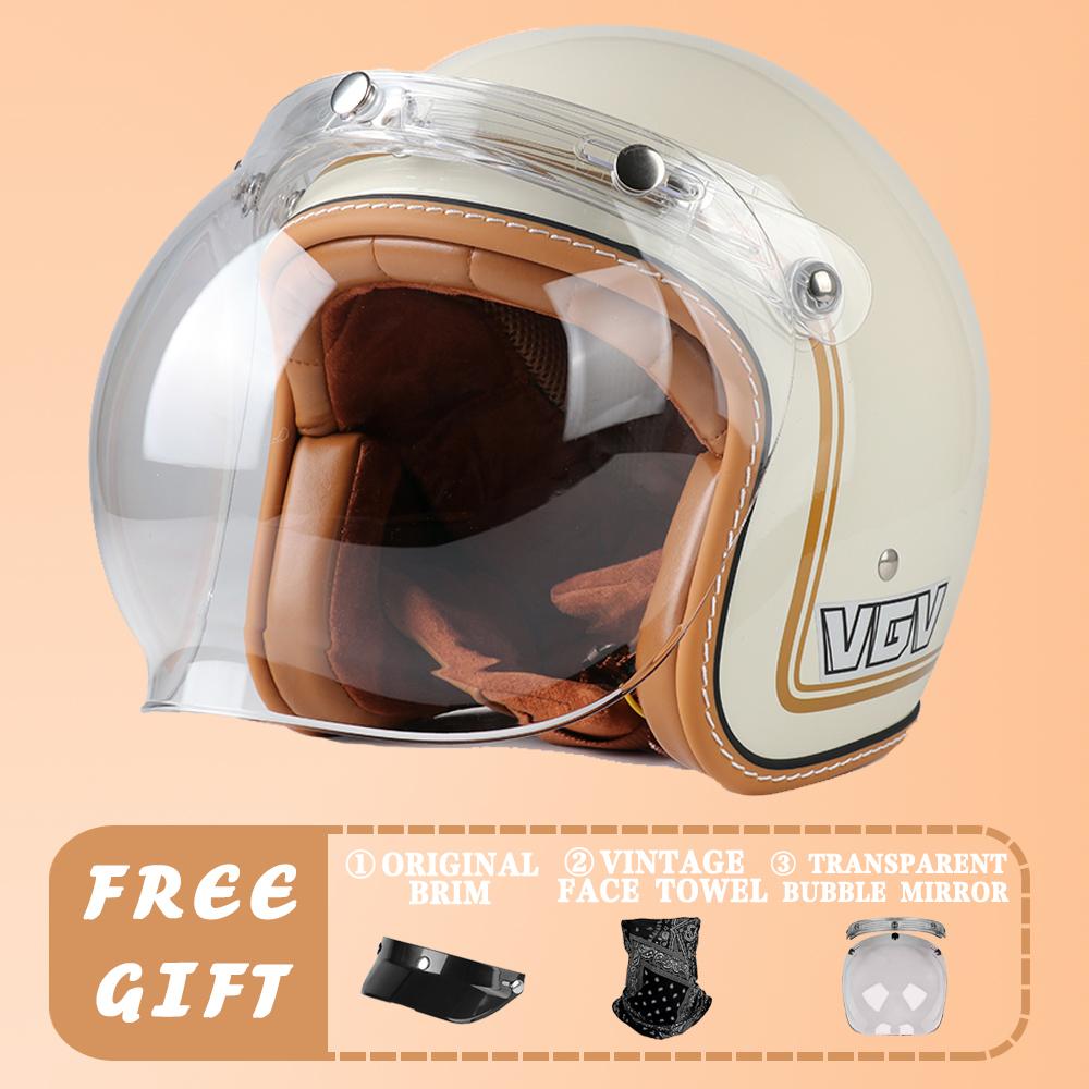 VGV DOT Certification Retro Prince Motorcycle Motorcycle Men and Women Japanese 3/4 Helmet Summer Electric Car Gourd Helmet Ridi