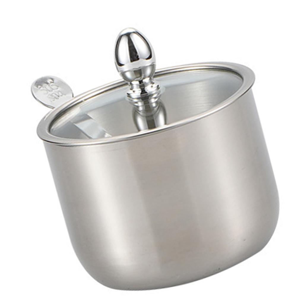 Stainless Steel Sugar Bowl With Transparent Lid Spoon Seasoning Box Multifunctional Kitchen Storage For Spices And More