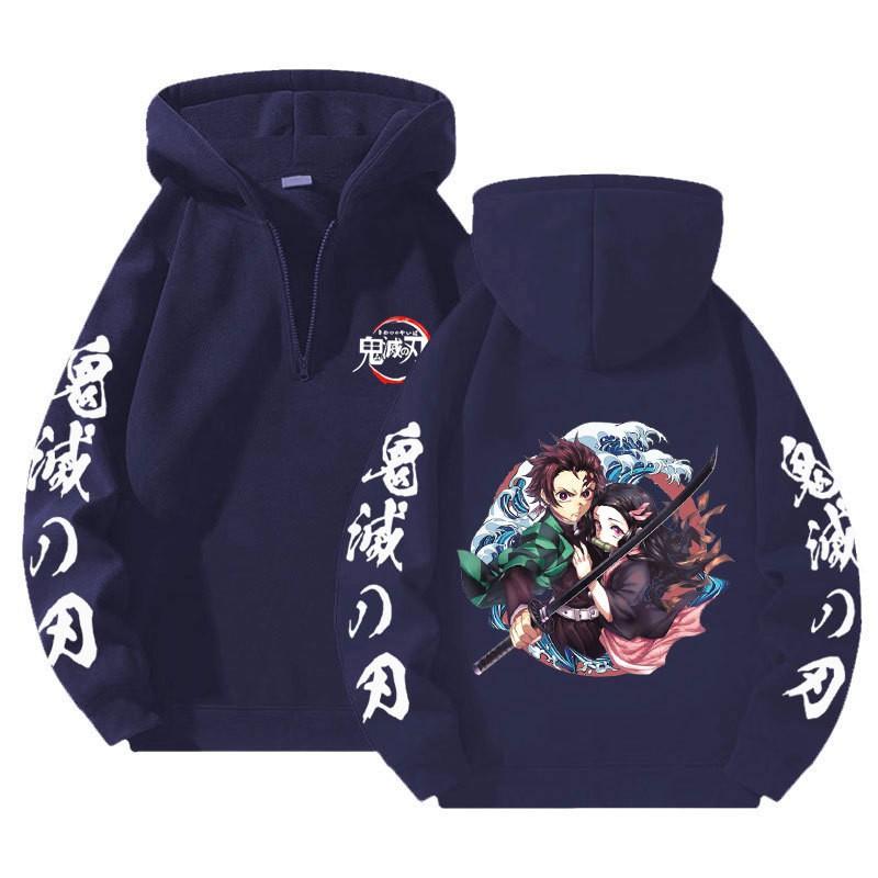 Unisex Bluza z Kapturem Anime Zapinana na Zamek Luźny Krój Długi Rękaw Bluza Jesienna Codzienna