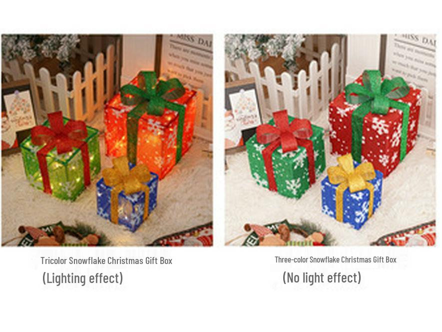 Christmas Gift Box Set: 3-Piece String Lights with Ornaments for Room Decor