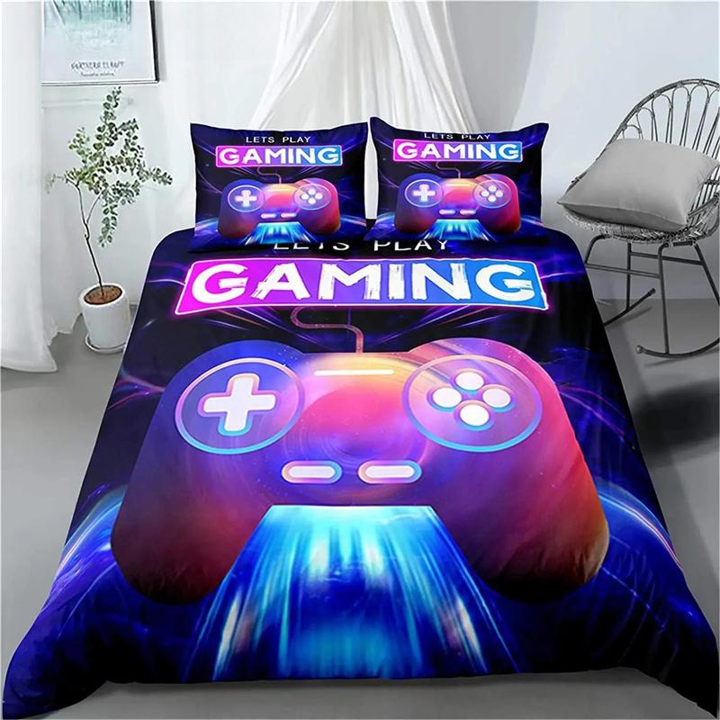 Gaming Bedding Set Game Bed Cover 135 For Adults Kids Soft Microfiber Modern Gamepad Duvet Cover Decorative With Pillowcase