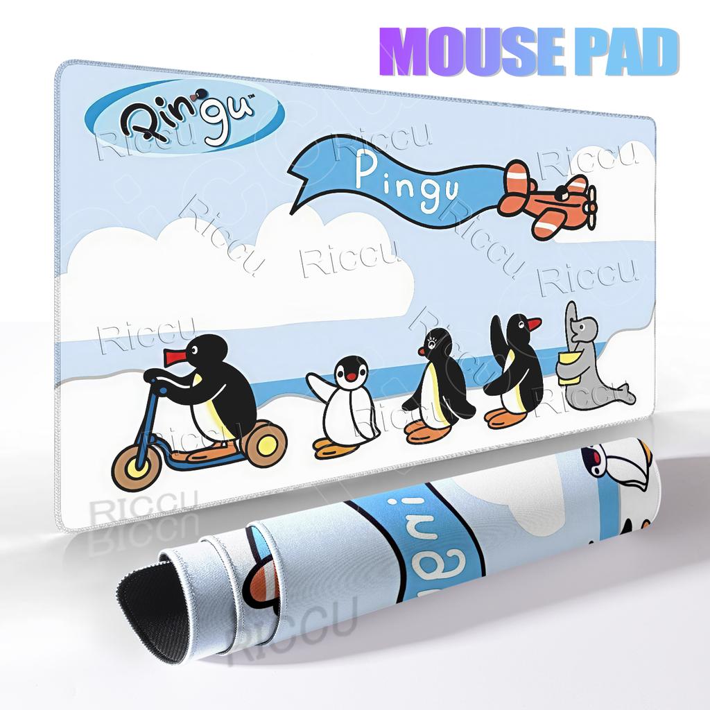Cartoon Penguin Pingu Pattern Mouse Pads Anti-slip Rubber Computer Keyboard Mats Gamer Balance Decoracion Deskmat Laptop Carpets