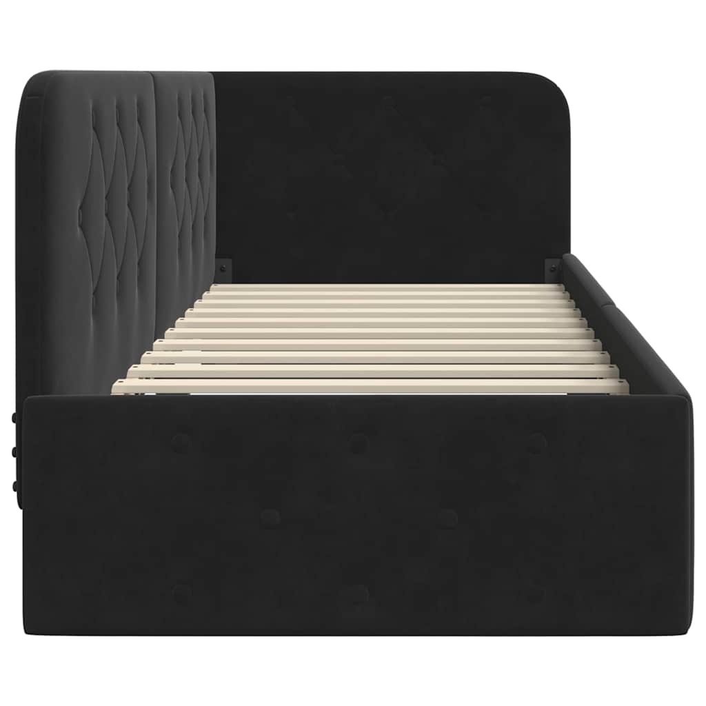 Corner Bed Frame Black 80 x 200 cm Velvet
