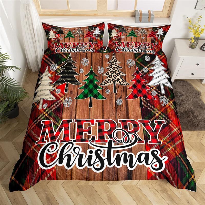 Vánoční povlak na přikrývku Santa Claus Ložní souprava Vánoční Šťastný Nový Rok Dekor Přikrývka Mikrovlákno Přehoz na postel Královská velikost