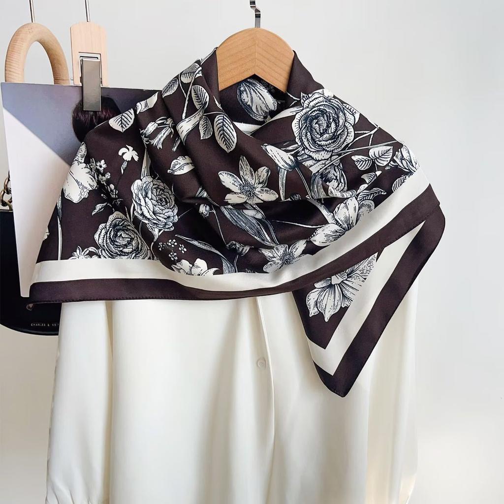 New Printed Satin Square Scarf Fashion All Season Travel Accessory