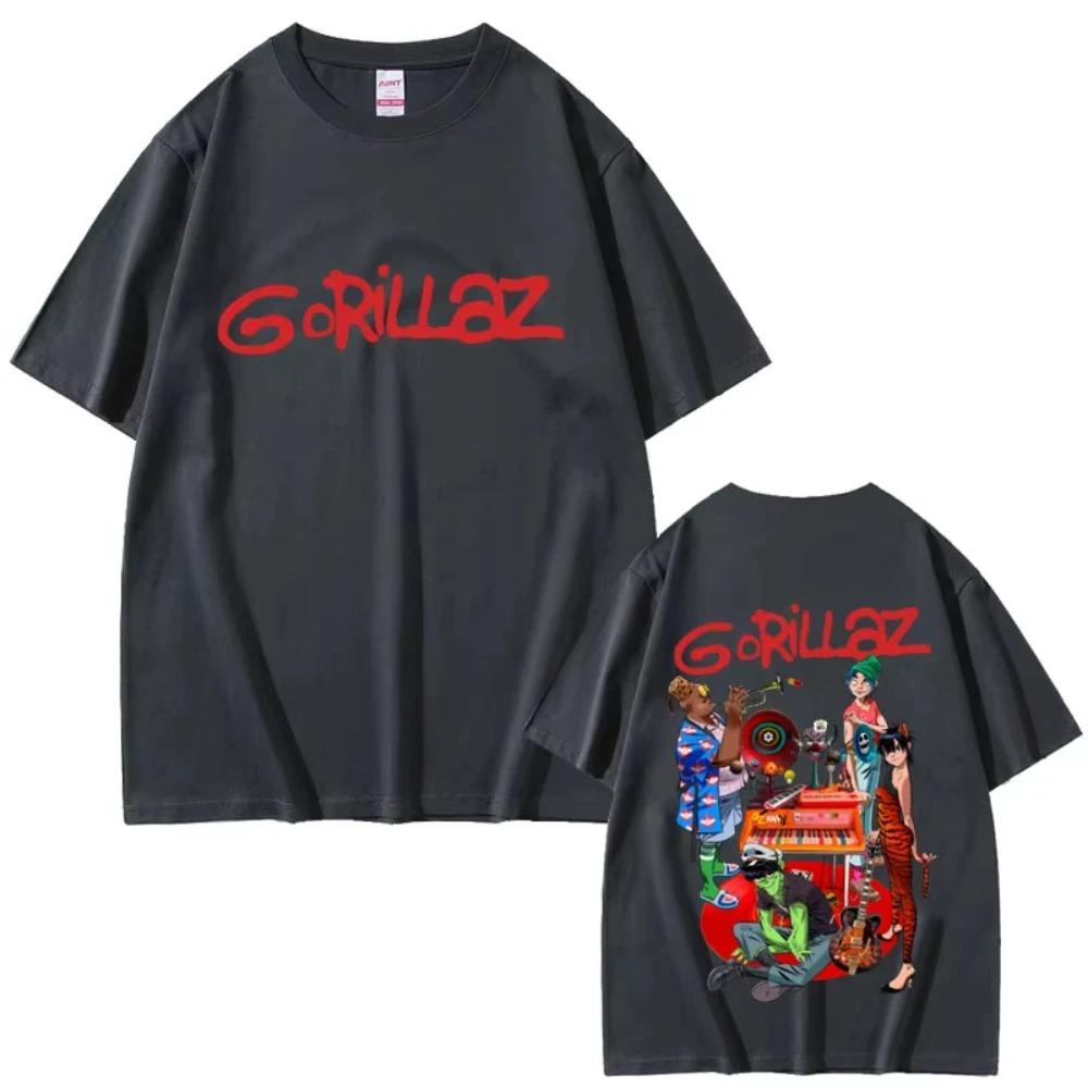 2026 Gorillaz Band Tshirt Unisexs Women Hip Hop Rock Fashion Cartoon Trend Streetwear Vintage Casual High Quality Cotton T Shirts
