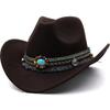 New Fashion Western Cowboy Hat Wool Tassel Belt Sombrero Cap Men Women Cowgirl Solid Color Jazz Elegant Lady Hollow Design Hats