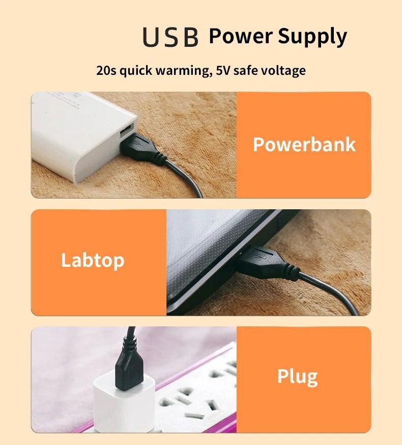 5V USB Warming Blanket Winter Portable Design Flannel Sherpa Materials Safe Voltage Electric Heating Blanketry