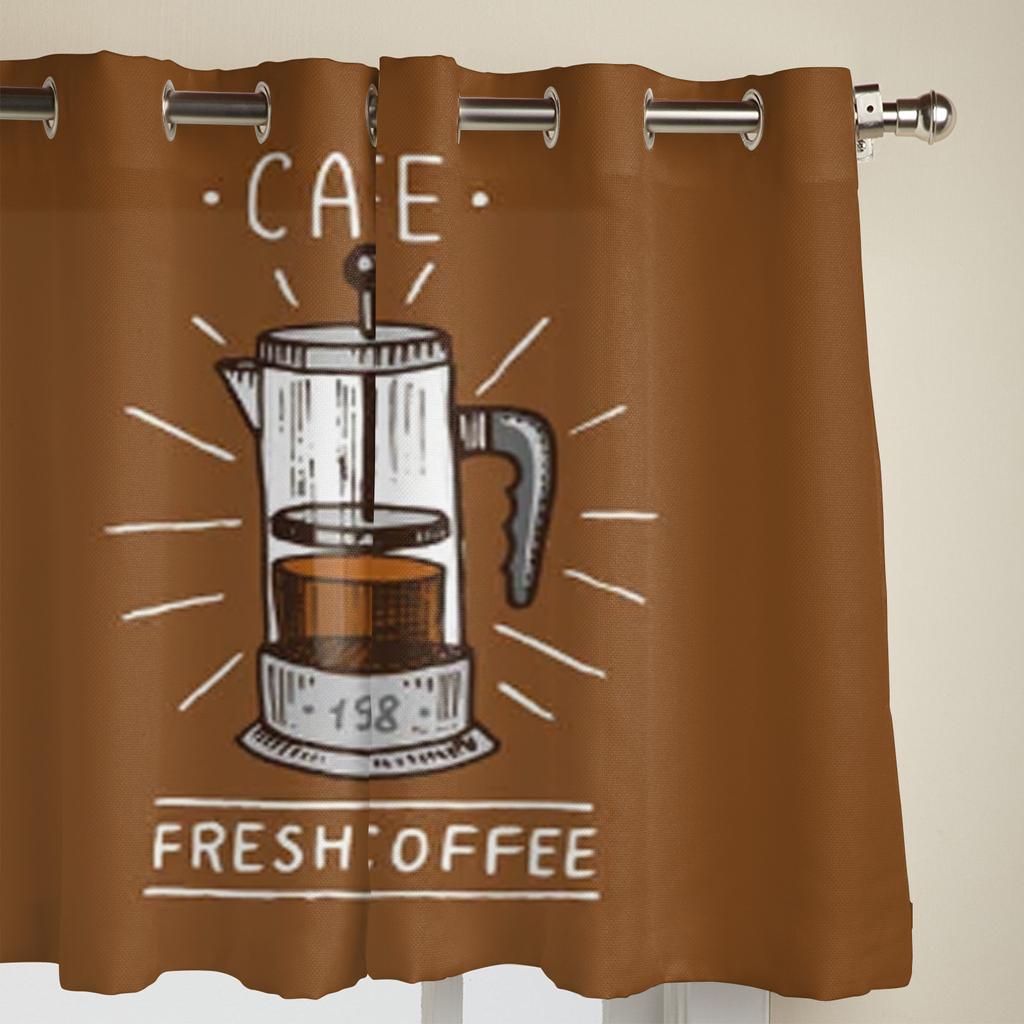 Coffee Modern Vintage Elements Modern Window Curtains Drape For Kitchen Living Room Bedroom Decoration Curtains