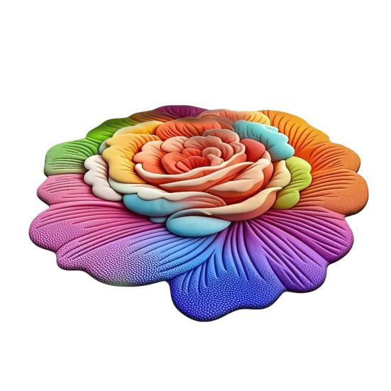 Floral Plush Floor Mat 3D Realistic Flower Design Non-Slip Absorbent Bath Mat Quick-Dry Bathroom Rug for Bedroom Entryway Vanity Area